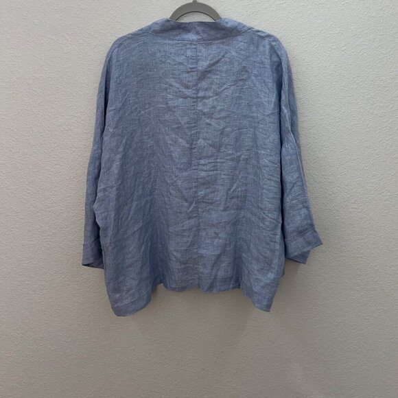 Andrea Jovine 100% Linen Blue Open Front Cardigan Womens size Large - Picture 5 of 5